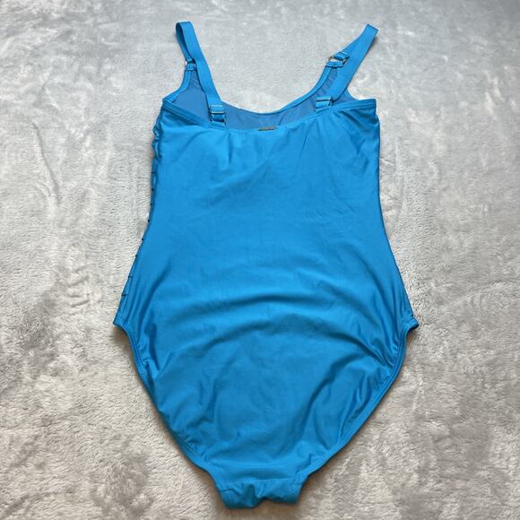 Calvin Klein One Piece Swimsuit Womens 8 Turquoise Starburst Slimming Resort - Picture 2 of 8